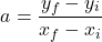 \[a = \frac{y_f - y_i}{x_f - x_i}\]