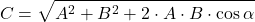 \[C = \sqrt{A^2 + B^2 + 2 \cdot A \cdot B \cdot \cos\alpha}\]
